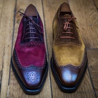  New Handmade Men Multi color Suede leather lace up shoes, Men's Shoes 2 PAIR HOT SALE - Thumbnail 4