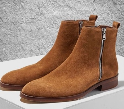 New Handmade Brown Suede Zip Fastening Ankle High Fashion Formal Boot