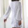 Design White Sequin Long Sleeve Dress-2
