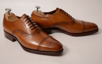 Handmade New Balmoral Oxfords Brown Leather Classic Brogue Captoe Formal Shoes