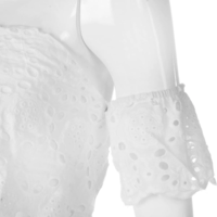 White Off Shoulder Lace Crop Top Blouse - Thumbnail 3