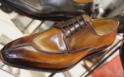 Mens Stylish Twotone Leather Split Toe Formal Office Lace Up Shoes