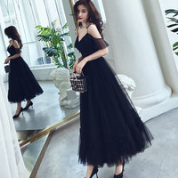 Black tulle tea length prom dress - Thumbnail 3