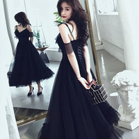 Black tulle tea length prom dress - Thumbnail 4