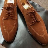 New Handmade Brown Beautiful Design Split Toe Suede Lace Up Shoes - Thumbnail 1