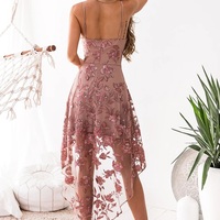 Fashion Cute A Line V Neck High Low Homecoming Dresses with Appliques - Thumbnail 1