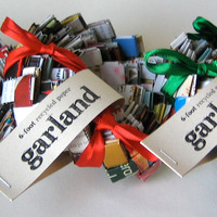 Eco Garland - Made With Reclaimed Paper - Blue Ribbon Ends - Thumbnail 3