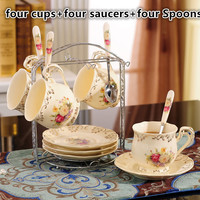 Luxury Elegant Ceramic Coffee Cup Set English Afternoon Tea Cup - Thumbnail 5