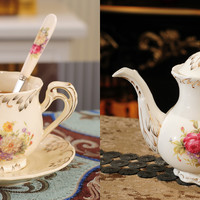 Luxury Elegant Ceramic Coffee Cup Set English Afternoon Tea Cup - Thumbnail 6