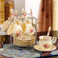 Luxury Elegant Ceramic Coffee Cup Set English Afternoon Tea Cup - Thumbnail 8