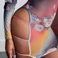 Women'S Round Neck Long Sleeve Sexy Printed Slim Dress - Thumbnail 4