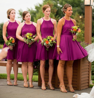 Halter Short Bridesmaid Dresses Under 100