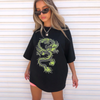 Casual harajuku Drangod Printed Oversized T shirt - Thumbnail 4