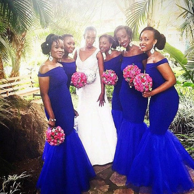 Mermaid off the shoulder bridesmaid dresses - Thumbnail 4