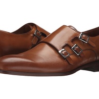 Men Brown Monk Triple Buckle Strap Plain Rounded Toe Leather Formal Dress Shoes - Thumbnail 1