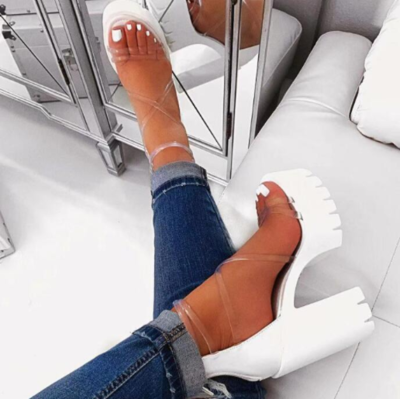 Stylish Peep Toe Transparent High Heels Sandals