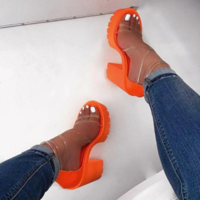 Stylish Peep Toe Transparent High Heels Sandals - Thumbnail 1