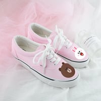 Cute bunny bear skateboard shoes hand-painted canvas shoes - Thumbnail 6