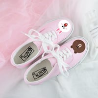 Cute bunny bear skateboard shoes hand-painted canvas shoes - Thumbnail 8