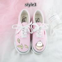 Cute bunny bear skateboard shoes hand-painted canvas shoes - Thumbnail 3