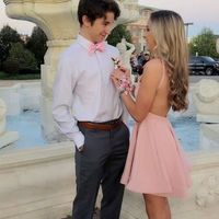 Cute A Line Spaghetti Straps Open Back White Short Homecoming Dresses, Blush Pink Short Dresses - Thumbnail 4