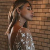 Elegant White Sequined Long Mesh Dress - Thumbnail 2