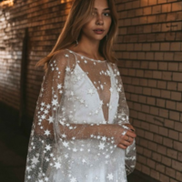 Elegant White Sequined Long Mesh Dress - Thumbnail 3