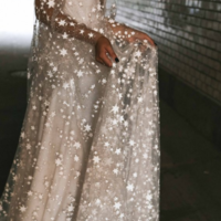 Elegant White Sequined Long Mesh Dress - Thumbnail 5