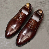 Professional Burgundy Color Luxury Wears Blucher Sterling Leather Men Shoes - Thumbnail 1