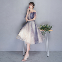 Blue tulle sequins short prom dress party dress - Thumbnail 3