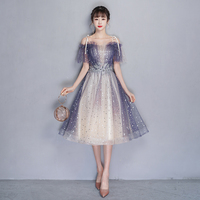 Blue tulle sequins short prom dress party dress - Thumbnail 5