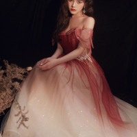 Burgundy Sequins Long Prom Dress Formal Dress - Thumbnail 2