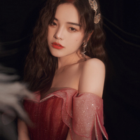 Burgundy Sequins Long Prom Dress Formal Dress - Thumbnail 3