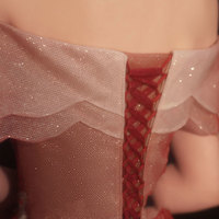 Burgundy Sequins Long Prom Dress Formal Dress - Thumbnail 4