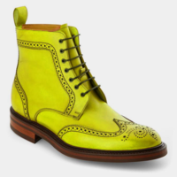 Mens Casual Wear Yellow Leather Oxfords Broue Lace Up Ankle Handmade Boot - Thumbnail 4