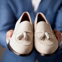 Men's Decent White Tassels Loafer Slips On Handmade Occasion Suede Shoes - Thumbnail 4
