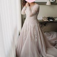 Blush Plus Size Wedding Dress,Modest Long Sleeve lace Wedding Dress,517 - Thumbnail 1