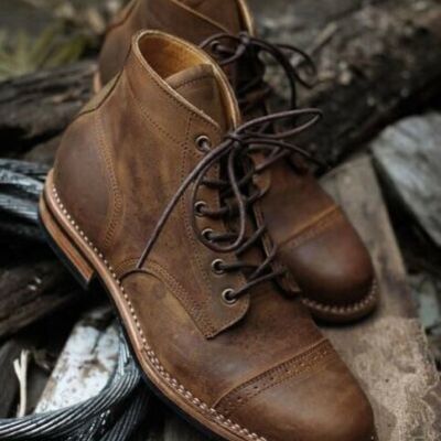 New handmade pure vintage leather ankle boots for men's - Thumbnail 3