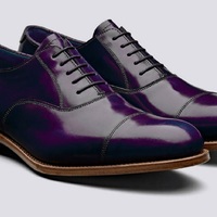 Royal Purple Gorgeous Design Premium Leather Men Balmoral Formal Party Shoes - Thumbnail 1