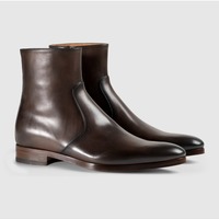 Handmade Men Brown Boots, Leather Zip Up Boots For , Leather Boots - Thumbnail 1