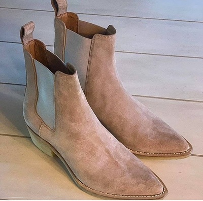 New Handmade Ankle Beige Chelsea Suede Boots, Dress Formal Boots