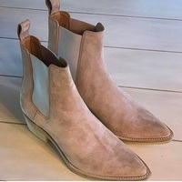 New Handmade Ankle Beige Chelsea Suede Boots, Dress Formal Boots - Thumbnail 4