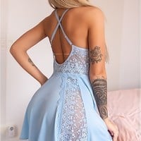 Women'S Sexy Lace Deep V-Neck Sling Dress - Thumbnail 4