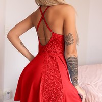 Women'S Sexy Lace Deep V-Neck Sling Dress - Thumbnail 5