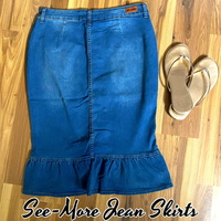 DAISY RUFFLE MID LENGTH DENIM SKIRT  - Thumbnail 2