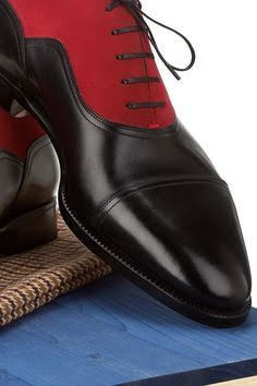 Handmade Red Black Captoe Leather Suede Formal Lace Up Shoes