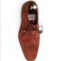 Bespoke Brown Suede Buckle Leather Fringe Loafers for Men's-1