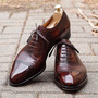 Handmade Men's Brown Cap Toe Leather Lace Up Shoes, Men Designer Dress Shoes-1