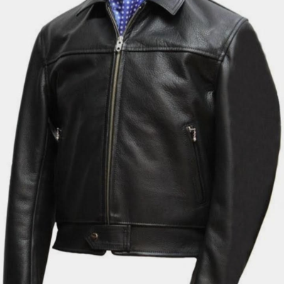 Mens black cow leather formal wear jacket