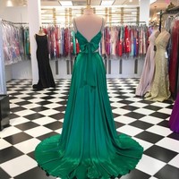 A Line Two Piece Spaghetti Straps Lilac Prom Dress - Thumbnail 3